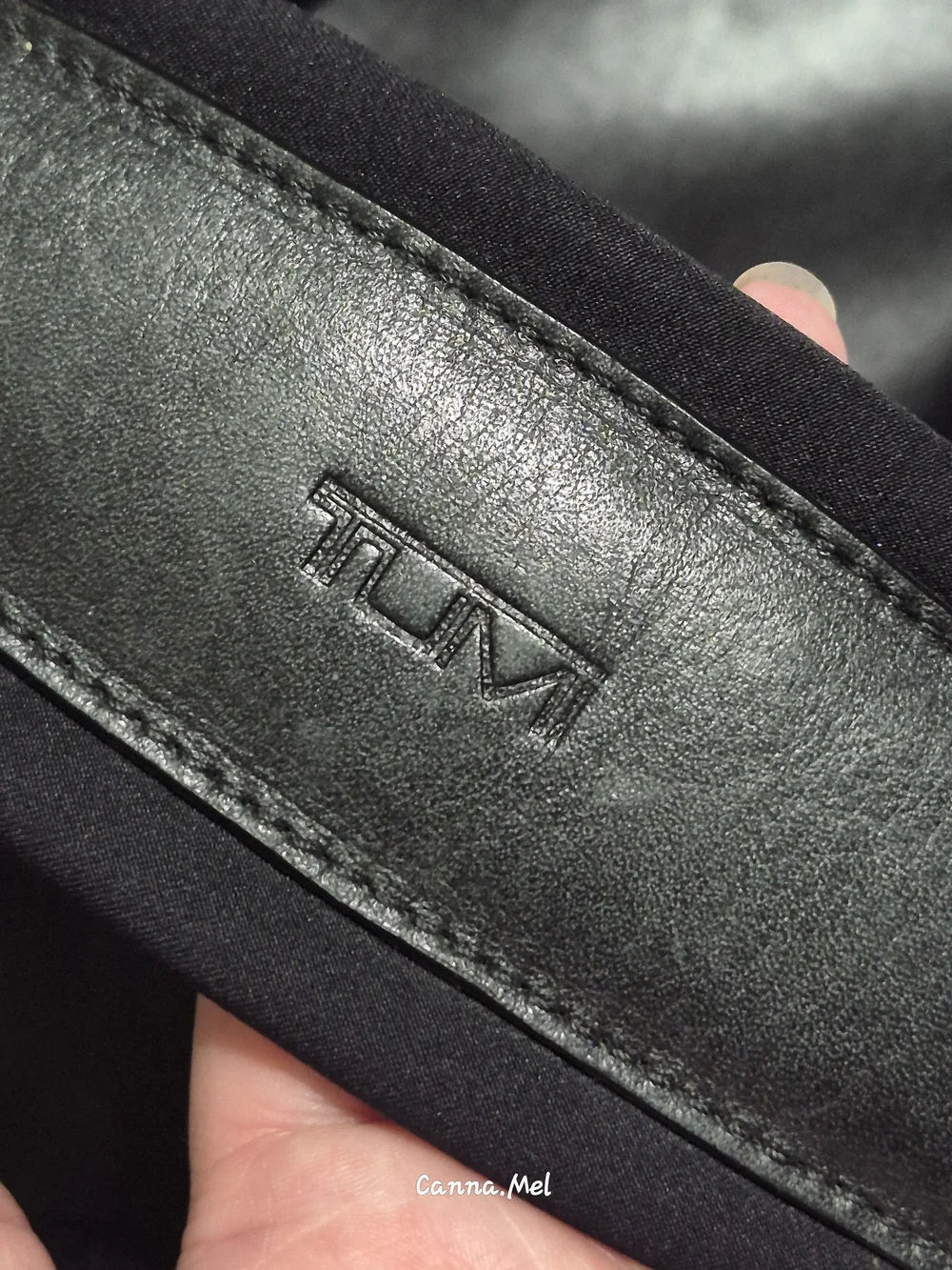 TUMI Black Leather Laptop Briefcase - Professional Messenger Bag